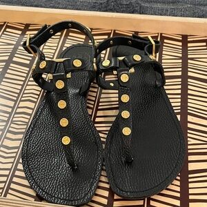 Tory Burch Black Sandals with Gold Accents